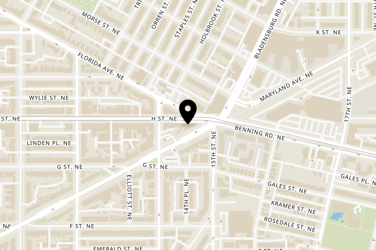 Map showing the location of LYDIA ON H on 1427 H St NE in Washington